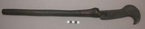 Bill hook, club-shaped handle with iron blade, nkusu