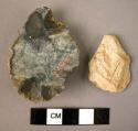 Stone, chipped stone edged tools, scrapers, ovate, w/ cortex, broken