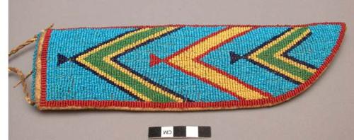 Beaded skin knife pouch - one side completely beaded, other with bead decoration