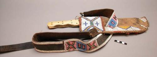 Beaded, knife sheath with belt