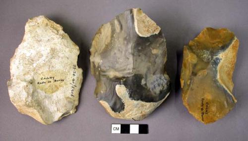 5 unfinished flint hand axes and miscellaneous material