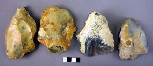 4 large flint trimming flakes - some showing evidences of use