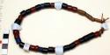 Necklace - of blue, red, black and copper beads