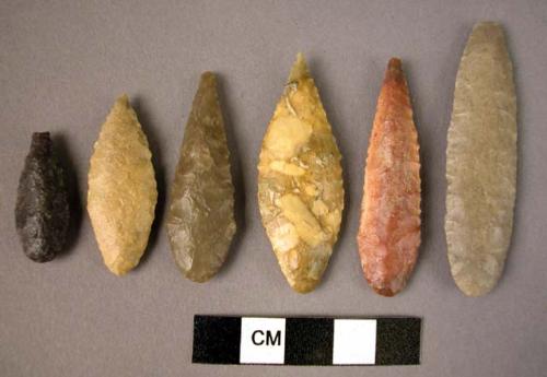 17 flint bifacially pressure-worked leaf-shaped points