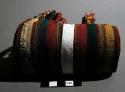 Old style woman's woolen belt - vegetable dyed; yellow, green, red & +