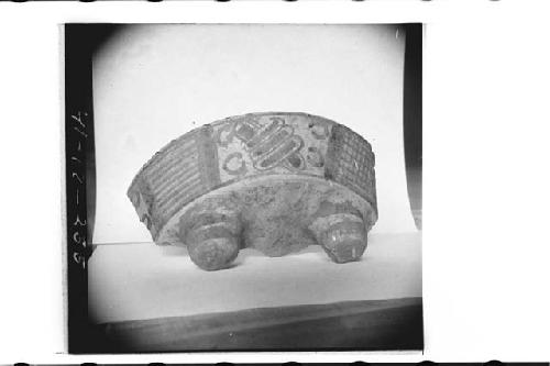 Fragment of Deep Orange & Black on Orange Tetrapod Bowl