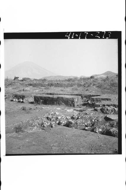 North boundary wall of ball court and structure north of it