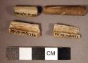 4 white pipe stem fragments (longest fragment 4.0 cm.)