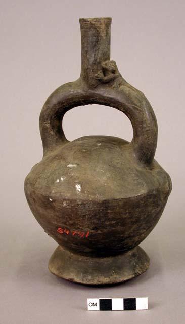 Vase, black ware, stirrup spout