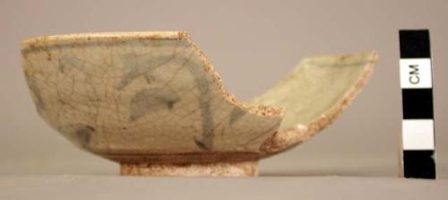 Large center fragment of blue & white bowl