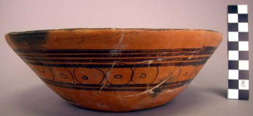 Restored Aztec ware bowl-painted out