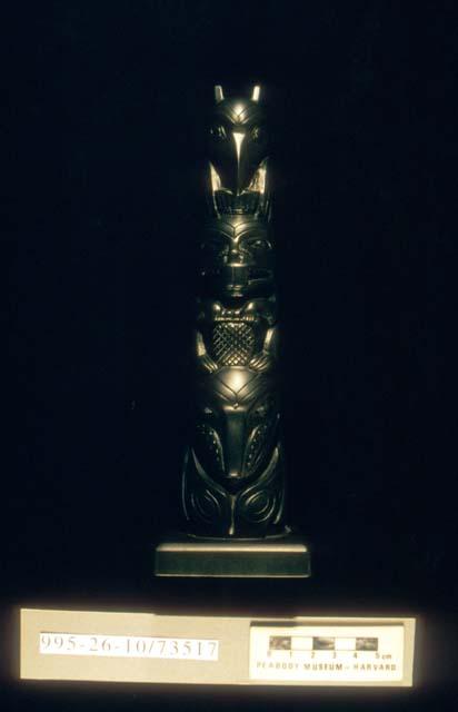 Miniature argillite totem pole