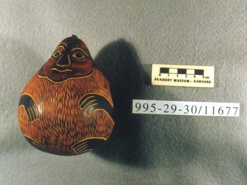 Carved and incised gourd depicting a monkey