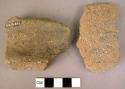 2 potsherds: coarse ware. 1 fragment, body sherd; another base fragment