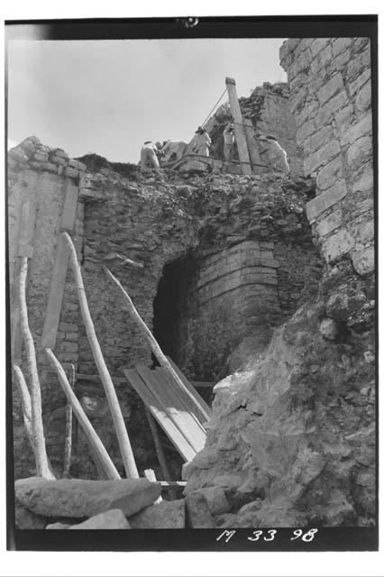 Removing second story stairs at Monjas.