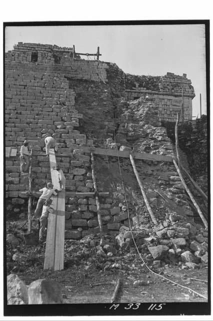 Removing stairs and showing crack at Monjas