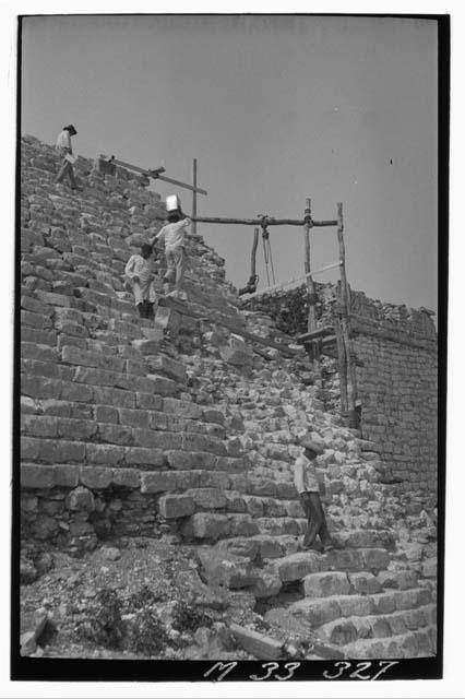 Stair repair at Monjas, from northeast