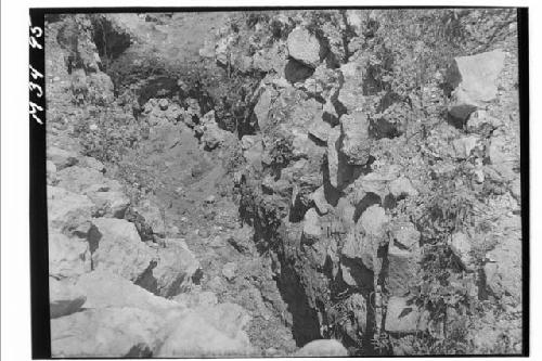 East to west trench at southwest corner of Platform 3 at Monjas from southeast.