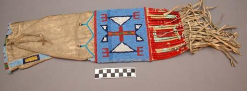 Skin pipe bag, decorated with beadwork