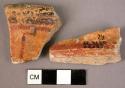 4 polychrome potsherds - probably from basal flange bowls (1 from z-angle bowl)