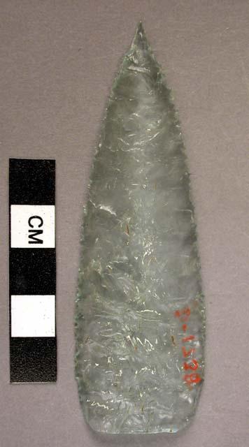 Spear point chipped from glass